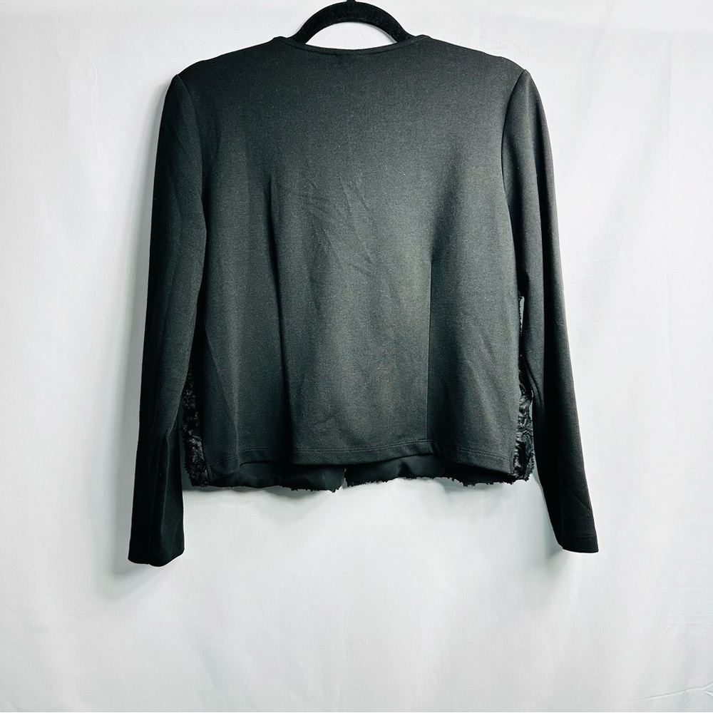 Ruby Rd. Petite Women’s Sz 12P Black Floral Appliqué Hook & Eye Closure Blazer - Picture 3 of 7